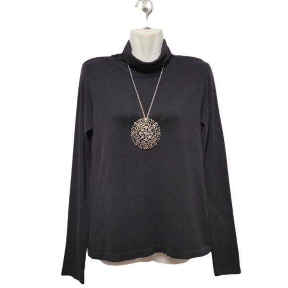 Turtleneck Black Seamless Top Long Sleeve Fall Top Winter Top Size Size M - Picture 4 of 10